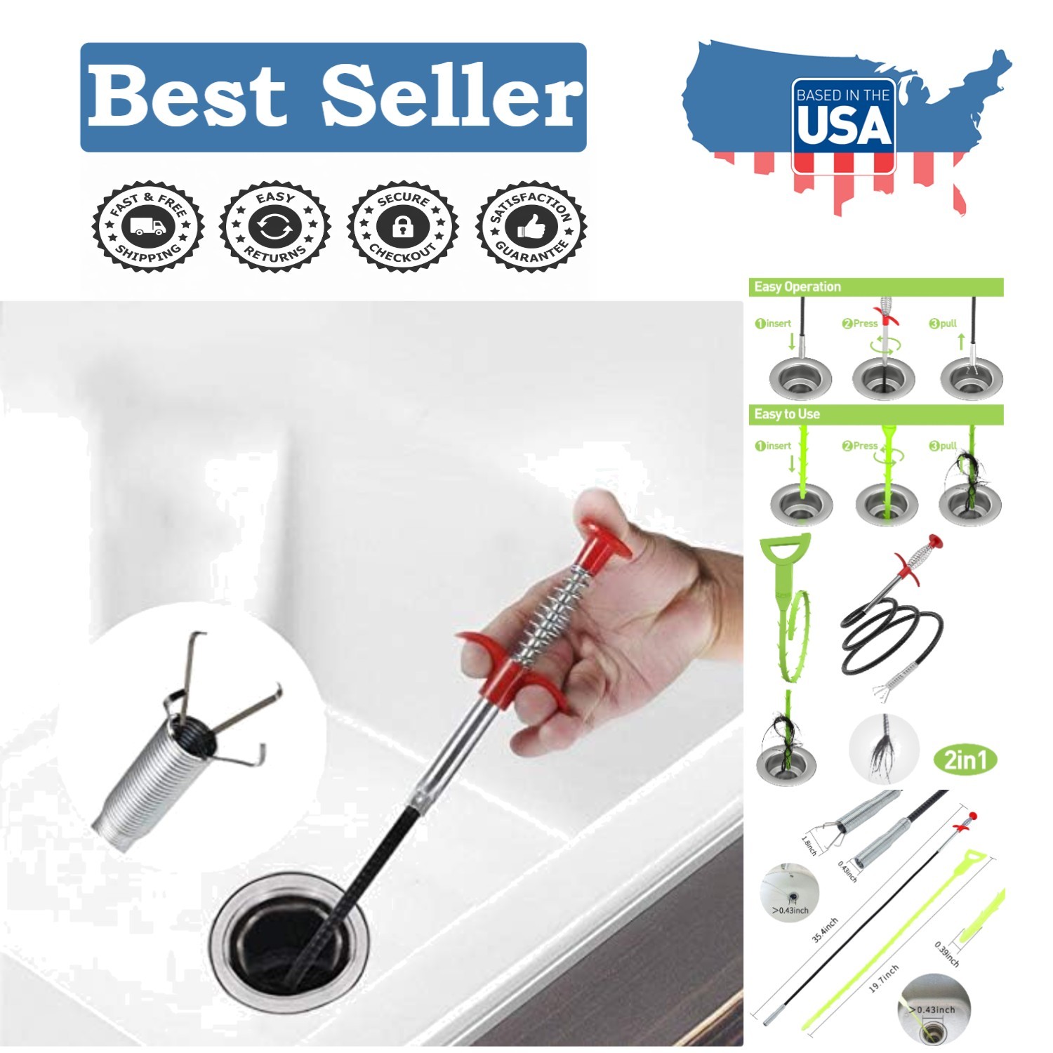 Multi-Function Grabber Tool: 4 Claws for Litter, Drain, and Toilet Cleanup