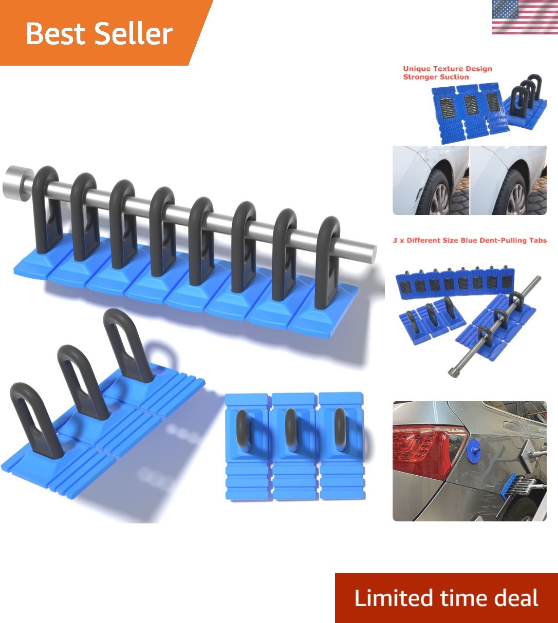 Ergonomic Paintless Dent Puller Kit with Durable Glue Tabs for Easy Repairs