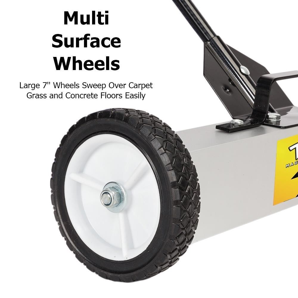 24-Inch Rolling Magnetic Pick-Up Sweeper with Adjustable Long Handle and Wheels
