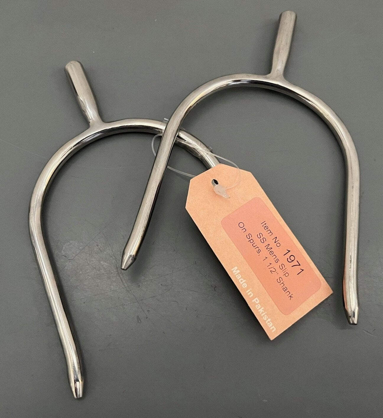New! Pair of Men's Stainless steel SLIP-ON SPURS w/ BLUNT END 1 1/2" Shank