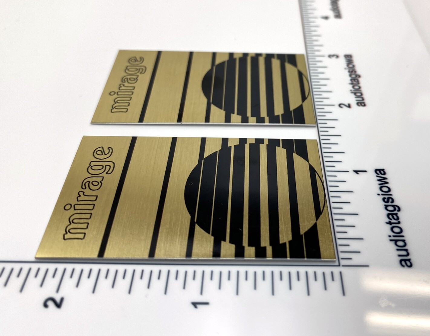 Mirage Speaker Grill Badges Pair Custom Made Aluminum