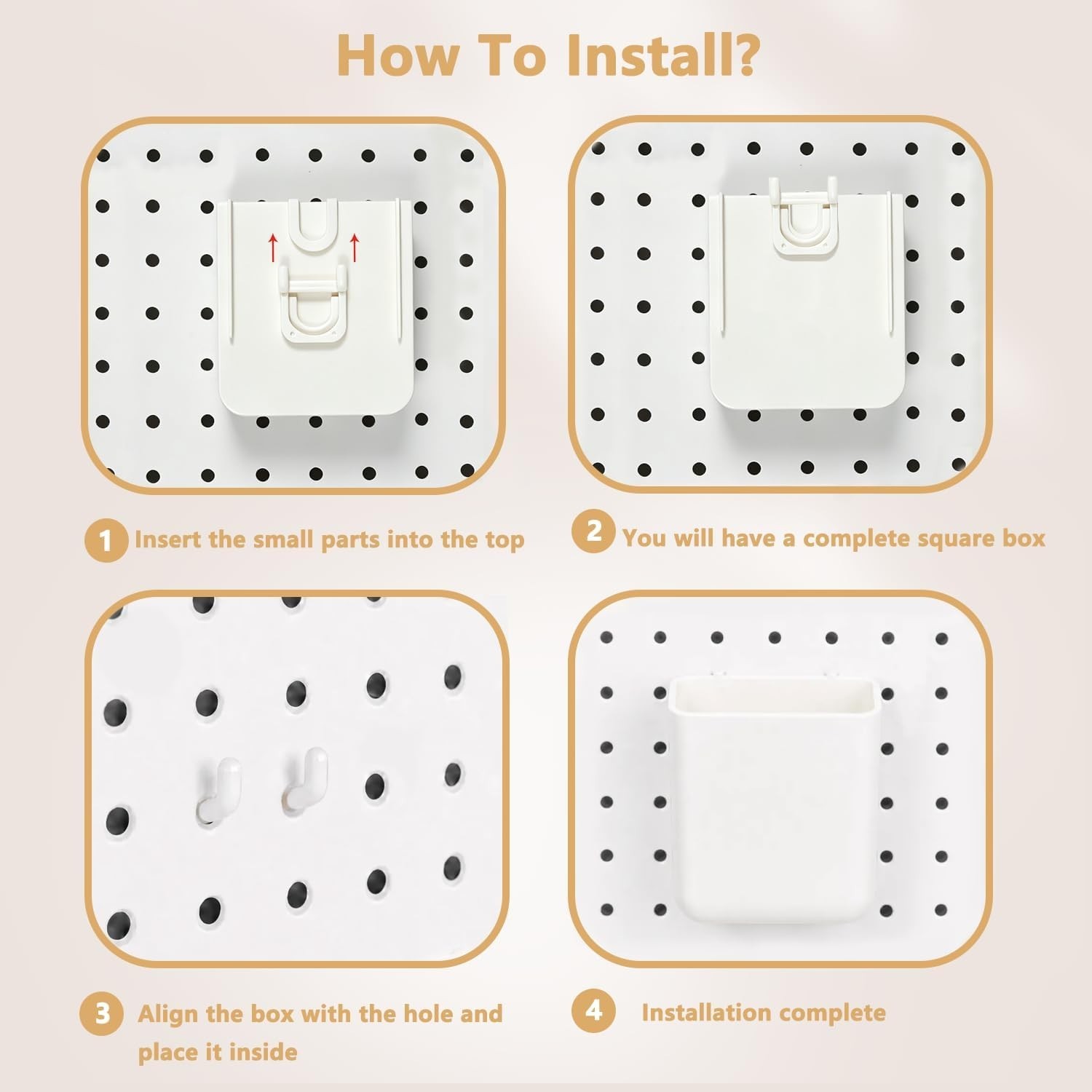 28-Packs Peg Board Organizer Accessories Kit, White | Includes ABS bins, shel...