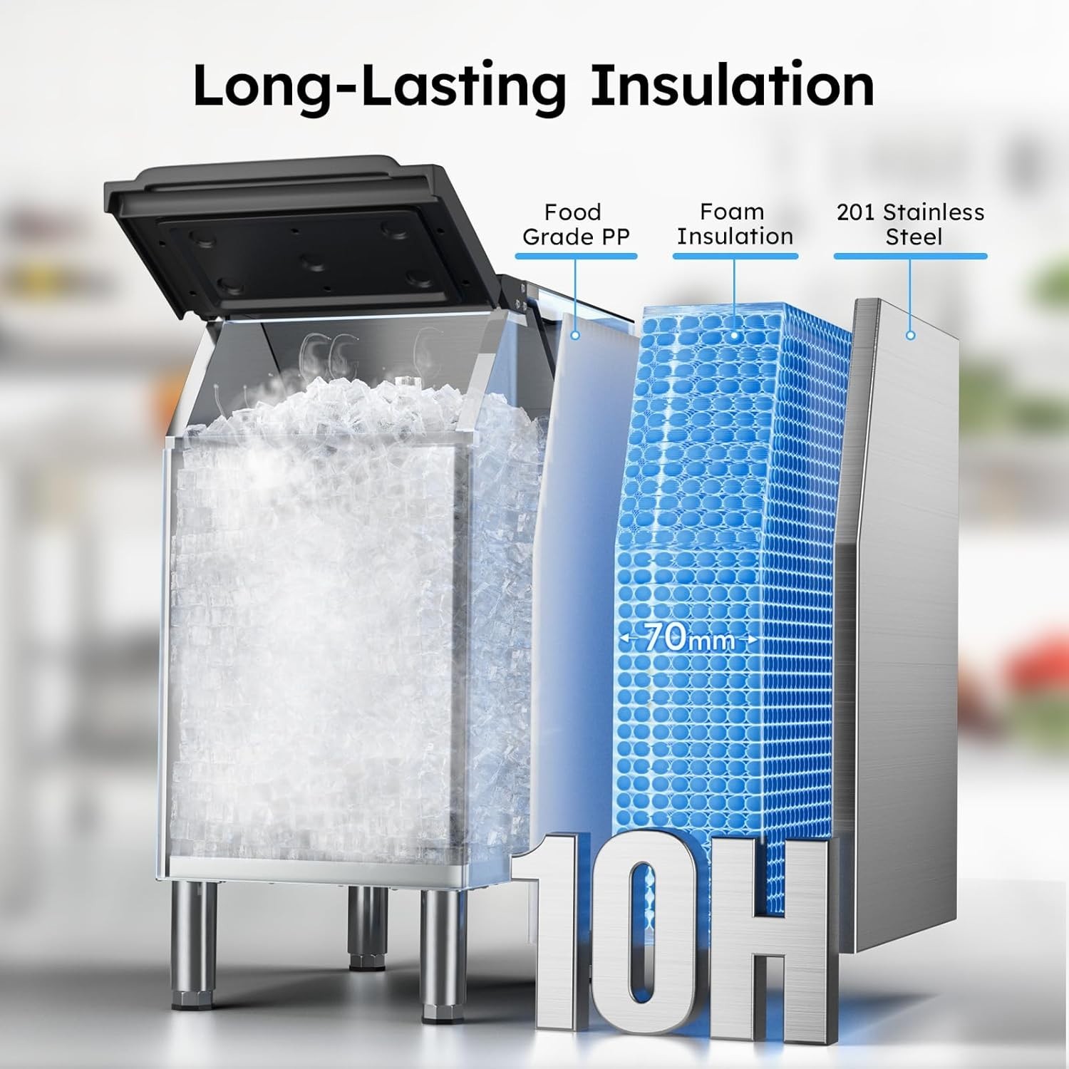 920LBS/24H Commercial Ice Maker Restaurant Ice Cube Machine 550lbs Storage Bin