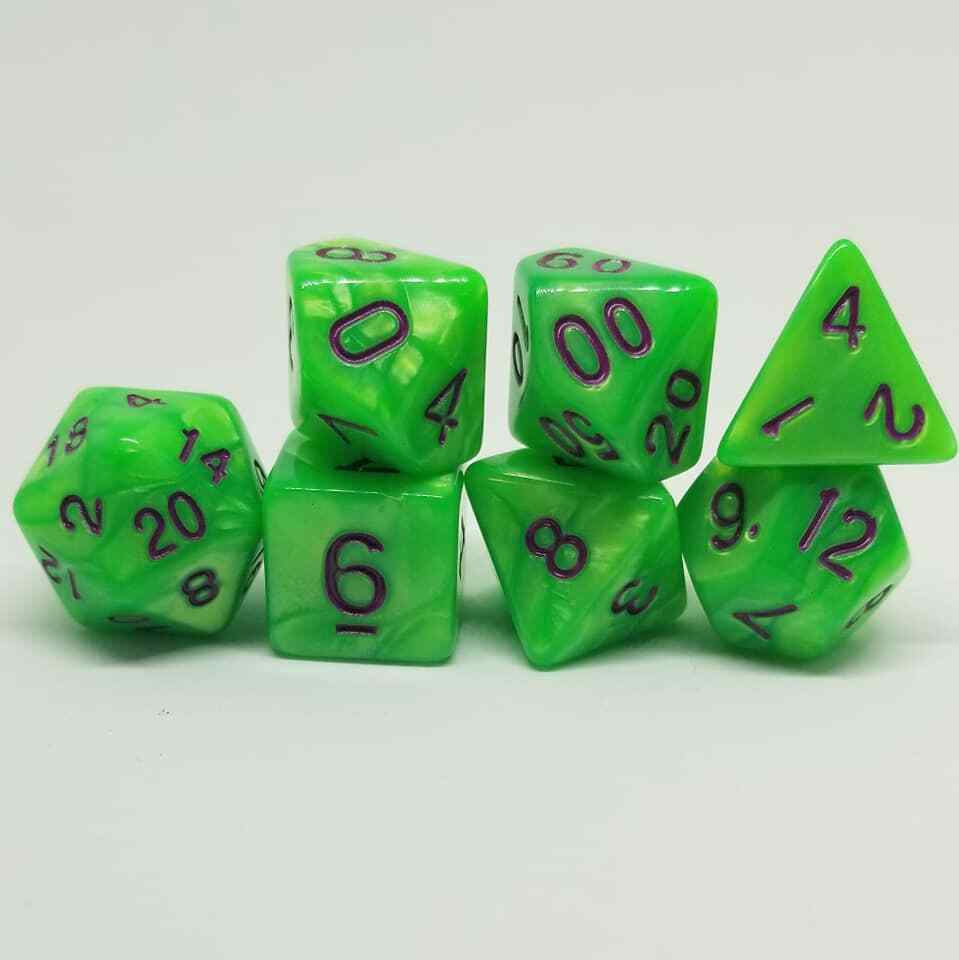 Gamma Green 7 Dice RPG Set Polyhedral DND Dungeons and Dragons Pathfinder d20