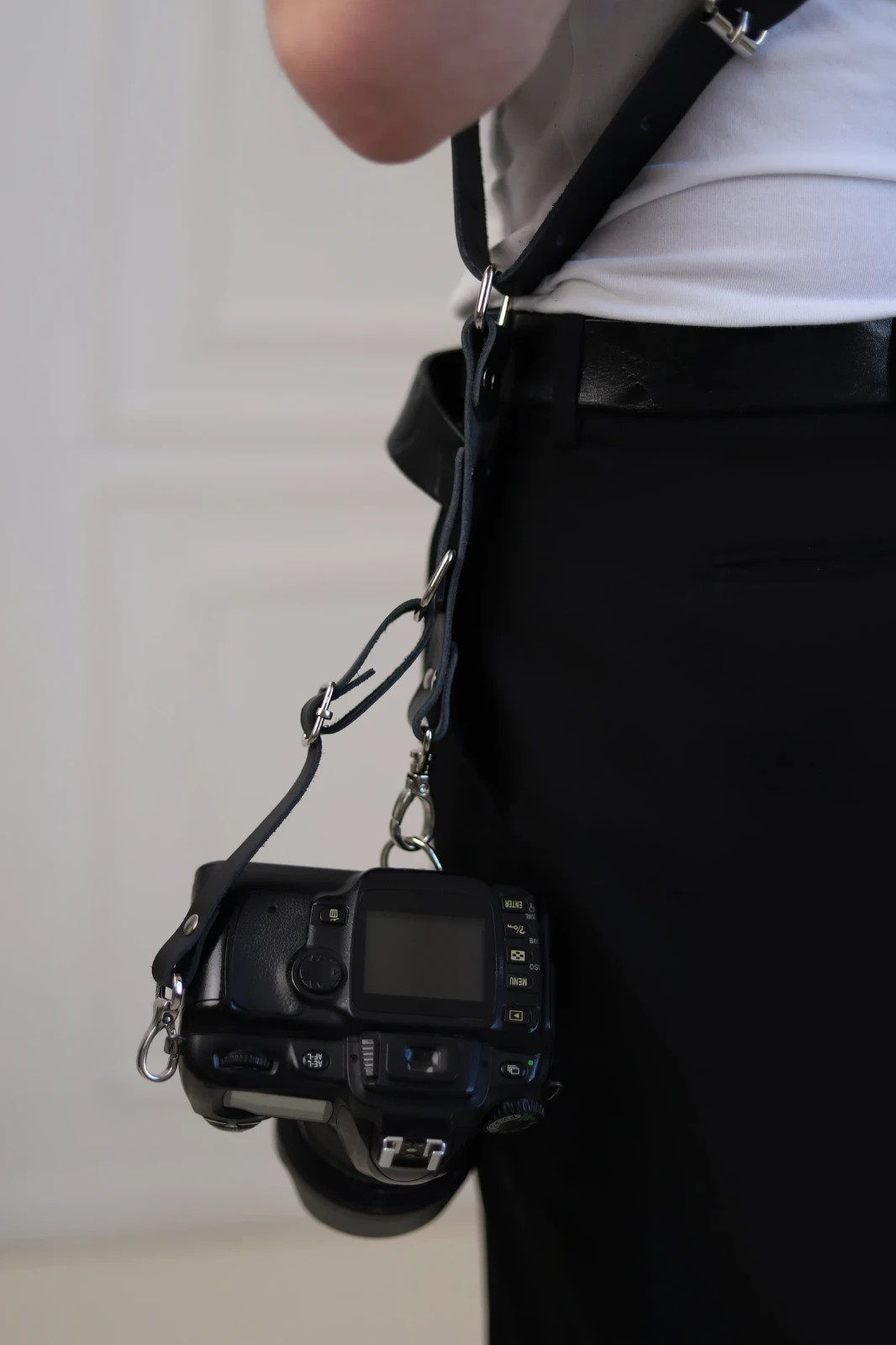 Leather Dual Camera Harness, Adjustable Double Camera Strap Custom