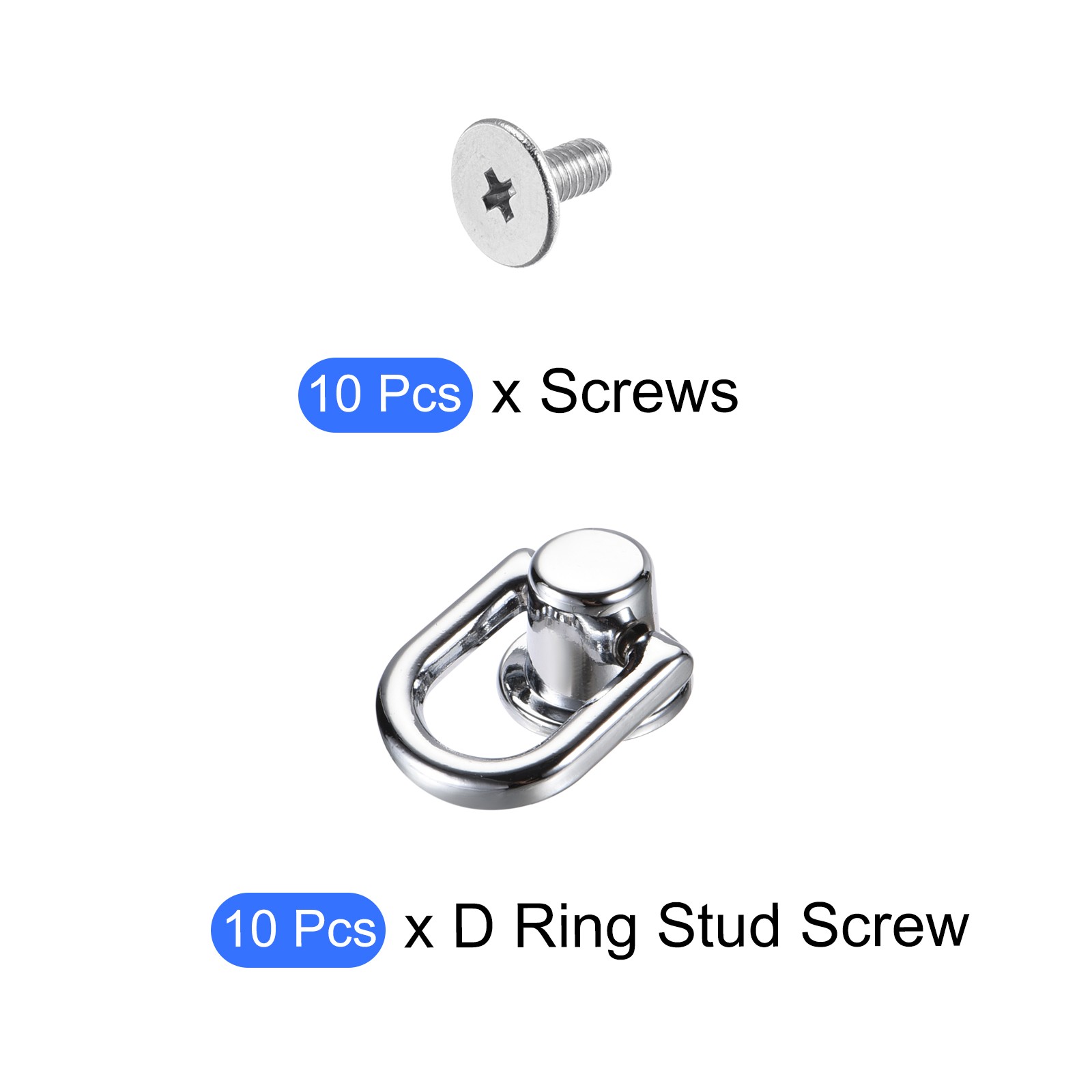 D Ring Stud Screw Ball Post Head(12mm/0.47")10Pcs, Silver White