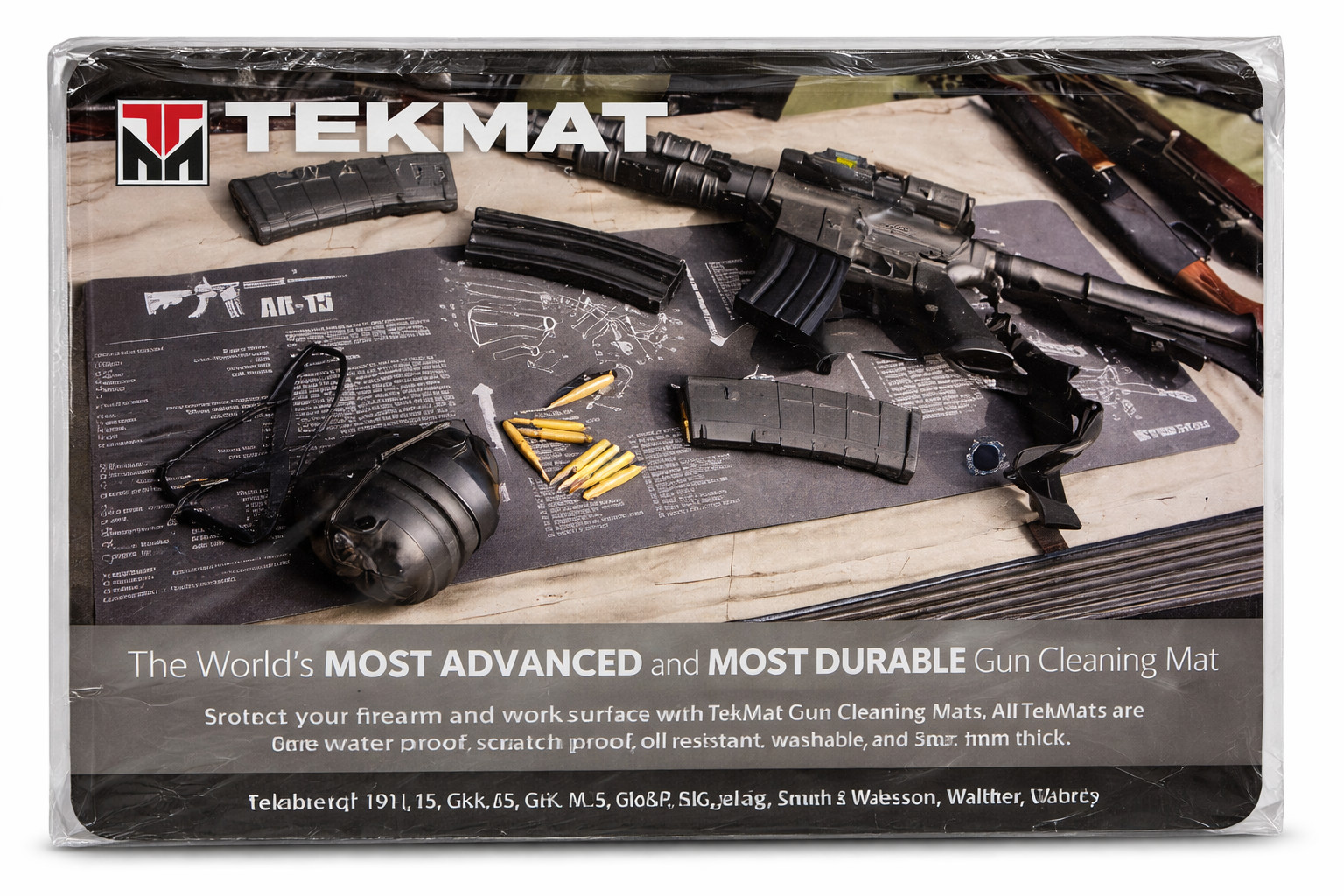 TekMat AR-15 Gun Cleaning Mat Diagram Black Non-Slip Waterproof