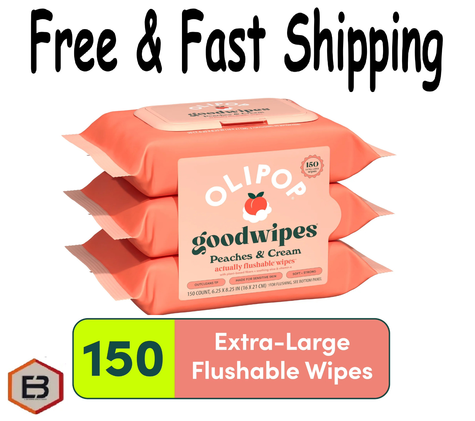goodwipes Flushable Butt Wipes, peaches & cream, 3 Pack, 150 Total Wipes