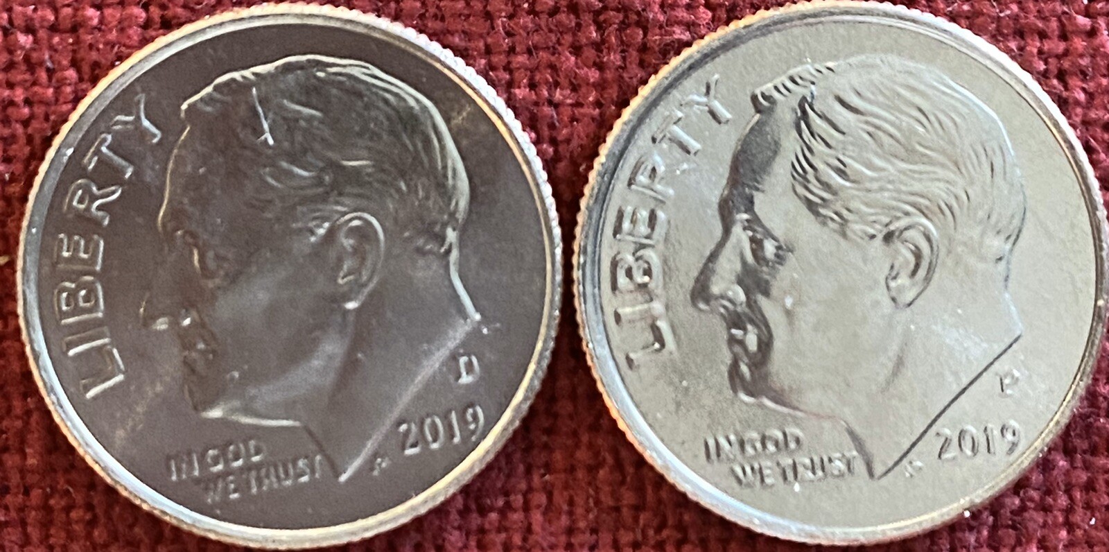 2019  P & D   Roosevelt Dimes - BU (two coins)