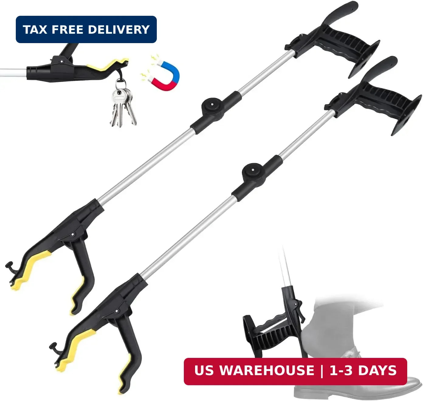 32" Grabber Reacher Tool, 2-Pack Foldable Reacher Grabber Pickup Tool with Shoe