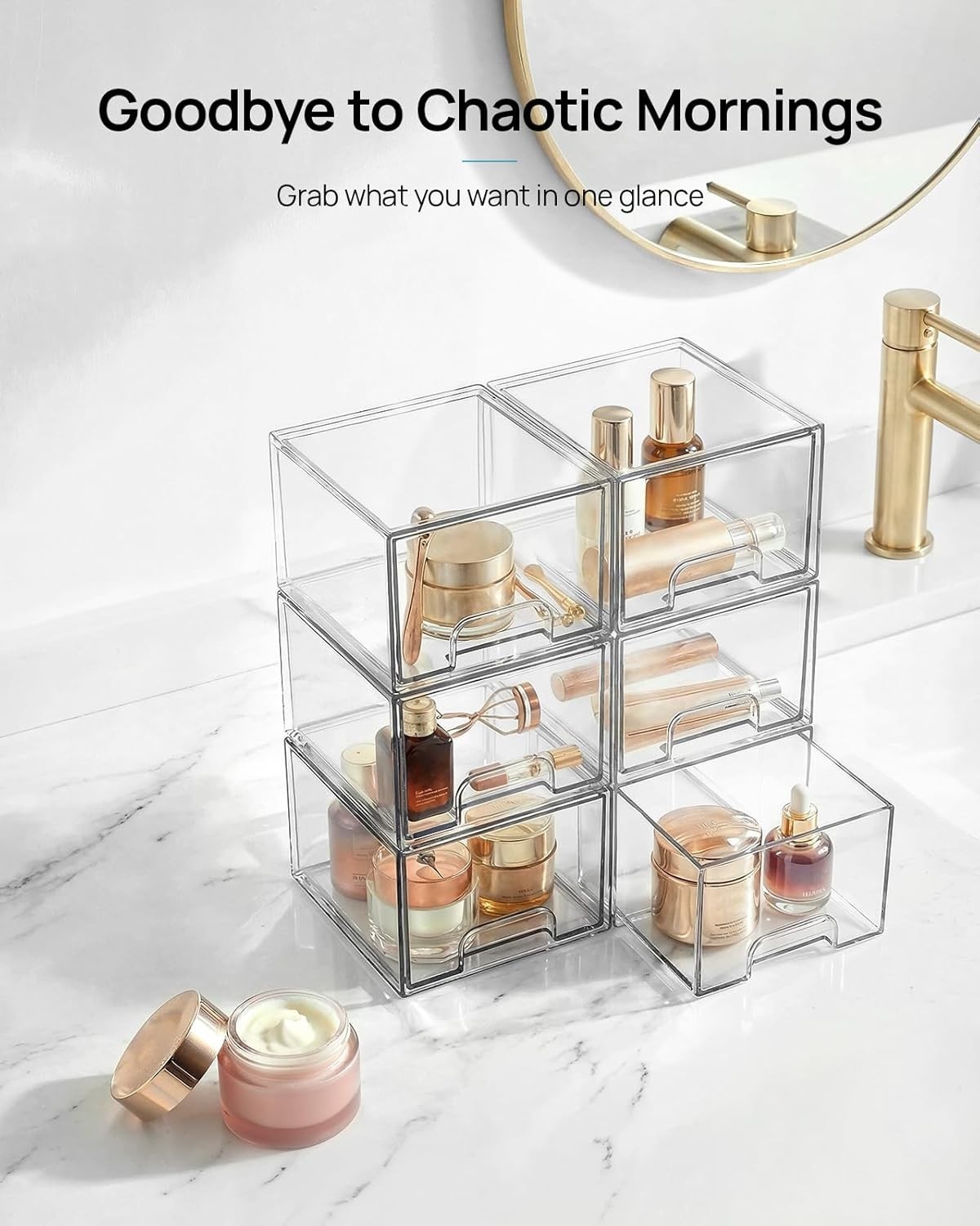 Multi-Purpose Acrylic Drawer Set - 4 Clear Stackable Organizers for Every Space