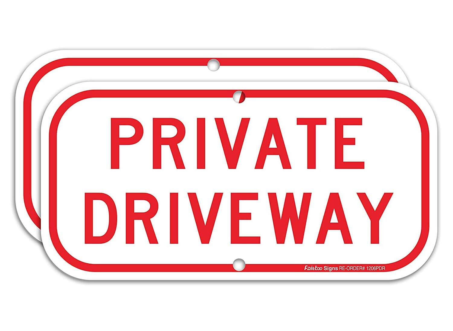 2 Pack Private Driveway Sign 12x6 Aluminum UV Weatherproof Rust Free Mount