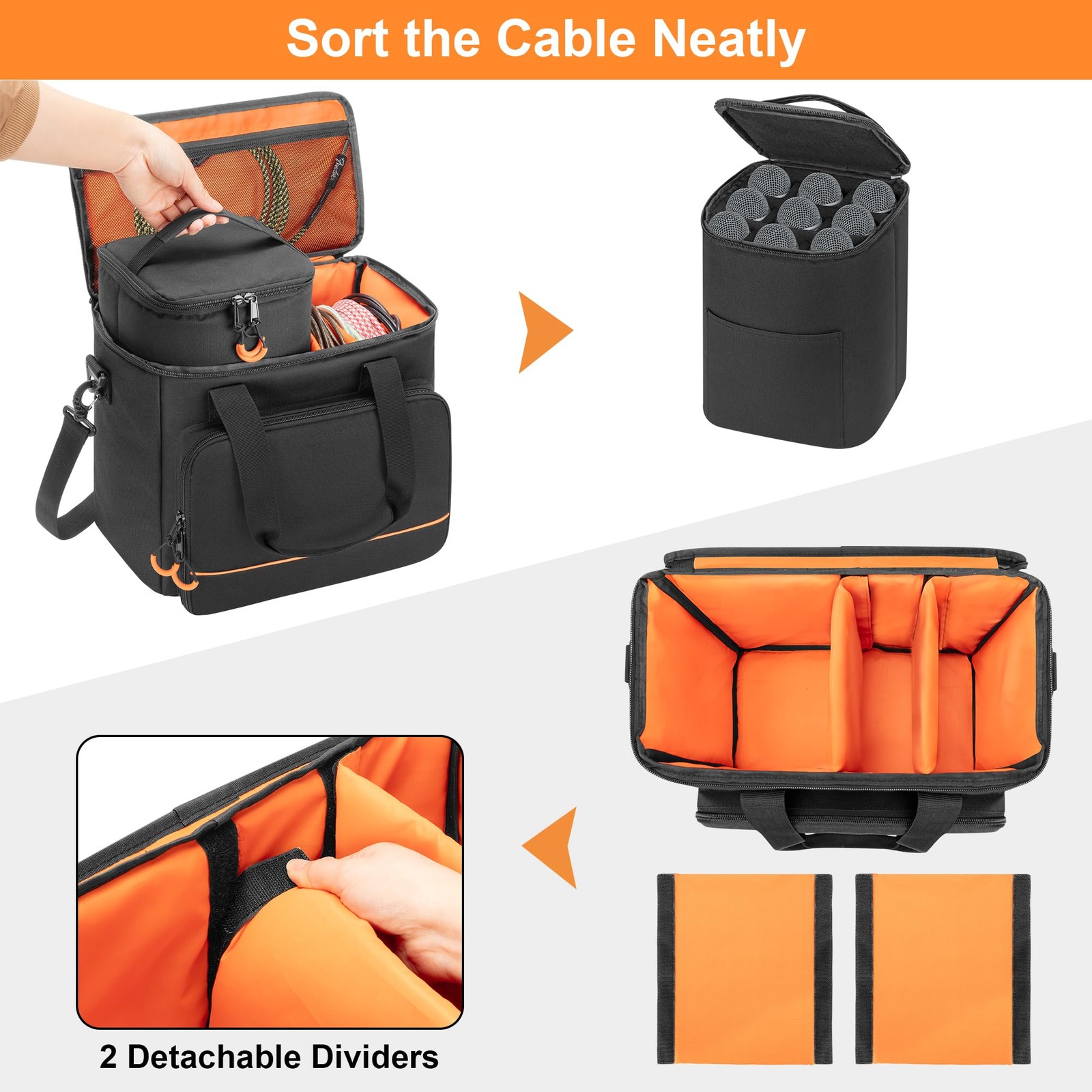 Wireless Microphone Case 9 Slots Carrying Case for Handheld Mic System Patent
