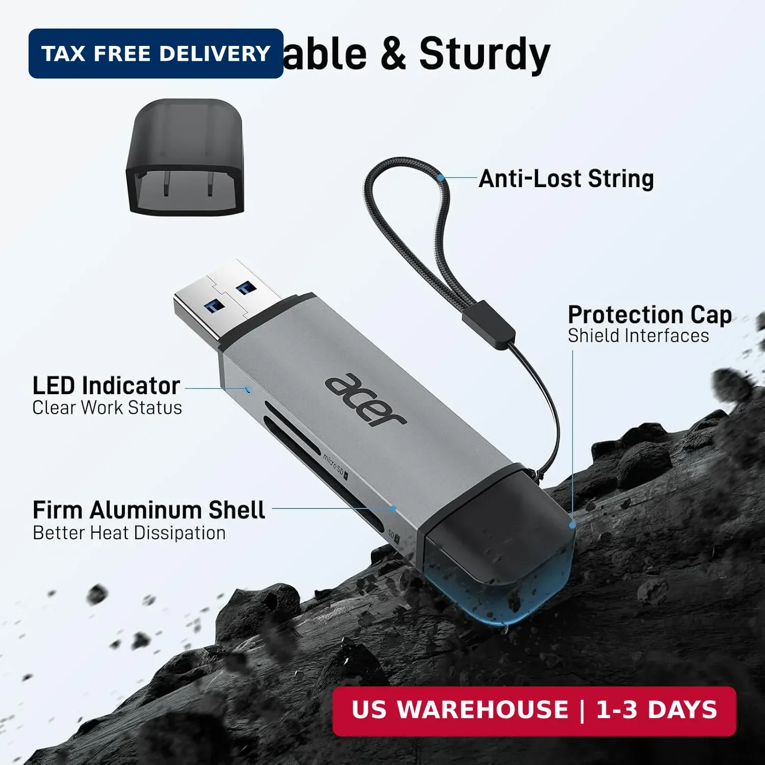acer SD Card Reader USB C Dual Slots USB 3.0 Type C to Micro SD Card Adapter
