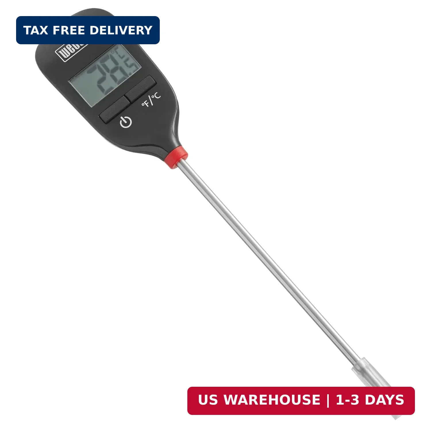 Instant‑Read Thermometer Probe, Black/Silver - Fast Digital Grill & Kitche