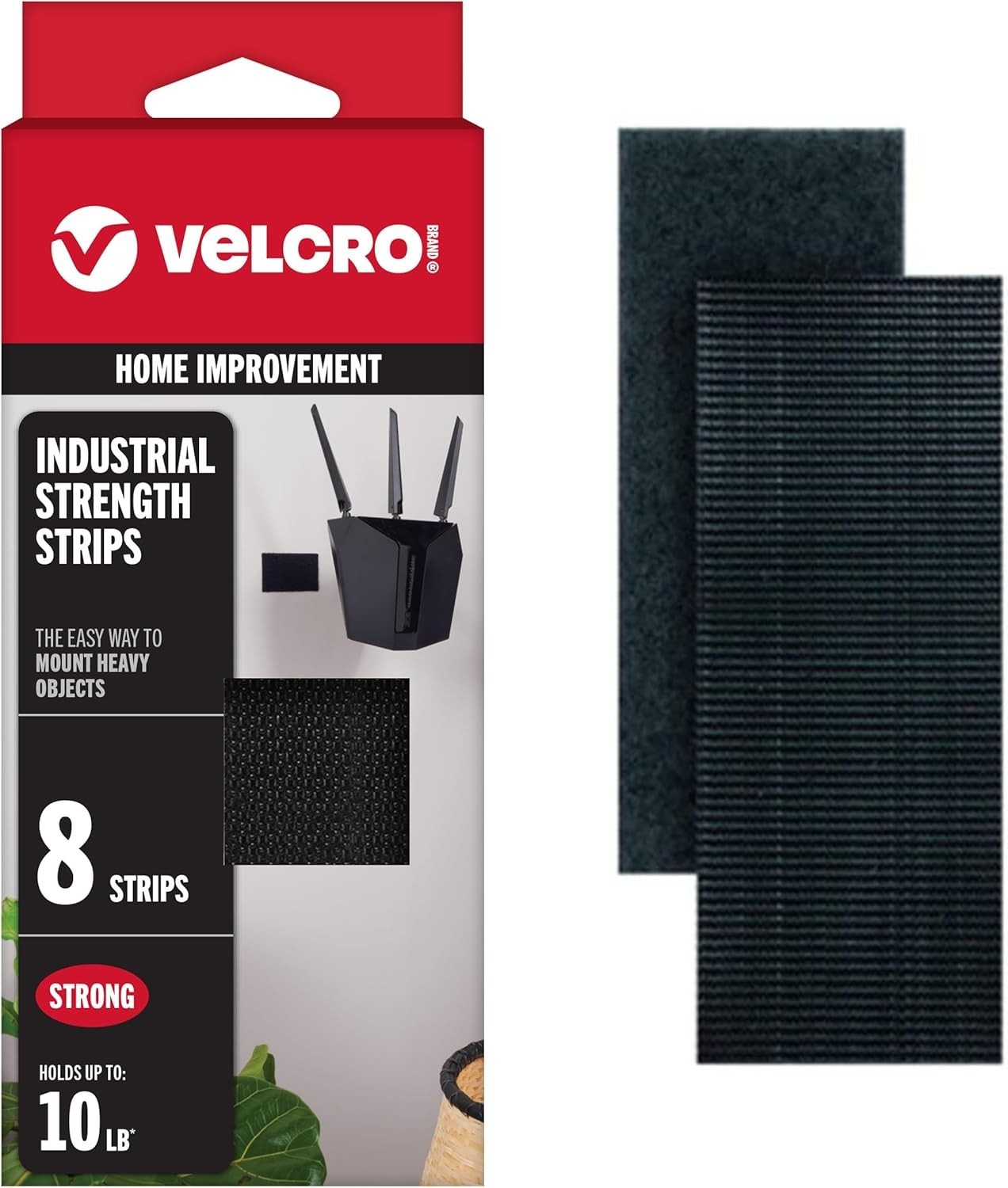 VELCRO Brand Heavy Duty Fasteners | 4x2 Inch Strips with Adhesive 8 Sets |