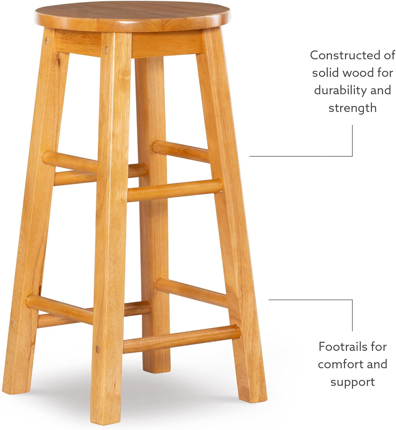 Natural Barstool with Round Seat, 24-Inch