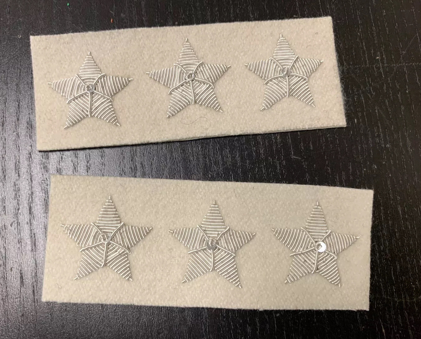 SILVER Officer Stars - BUFF Background - 3 Star COLONEL / GENERAL pair - NEW