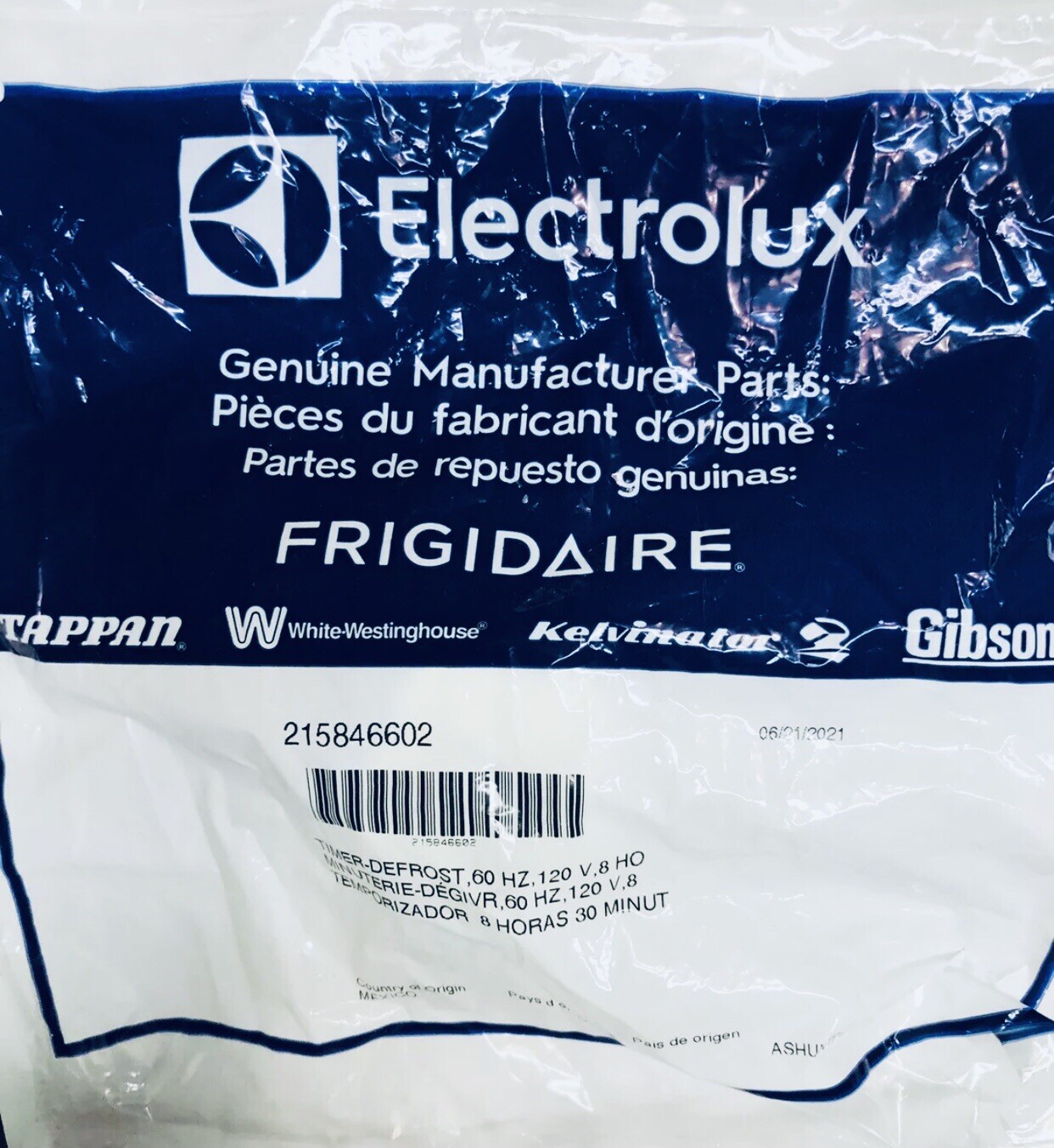 215846602 Electrolux Frigidaire Refrigerator Defrost Timer  OEM replacement