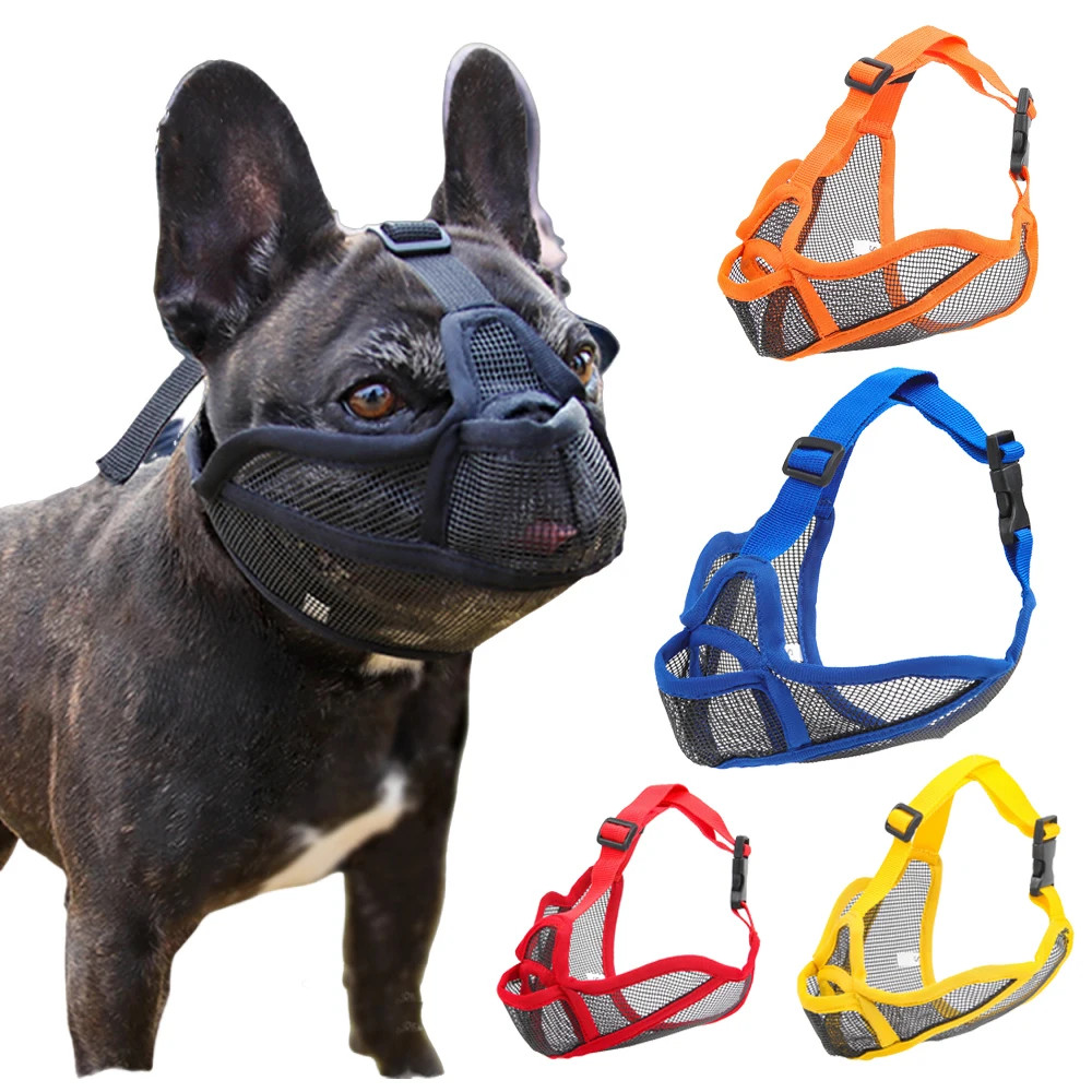 Summer Bulldog Muzzle Mesh Breathable Dog Mouth Cover for French Pug Ant