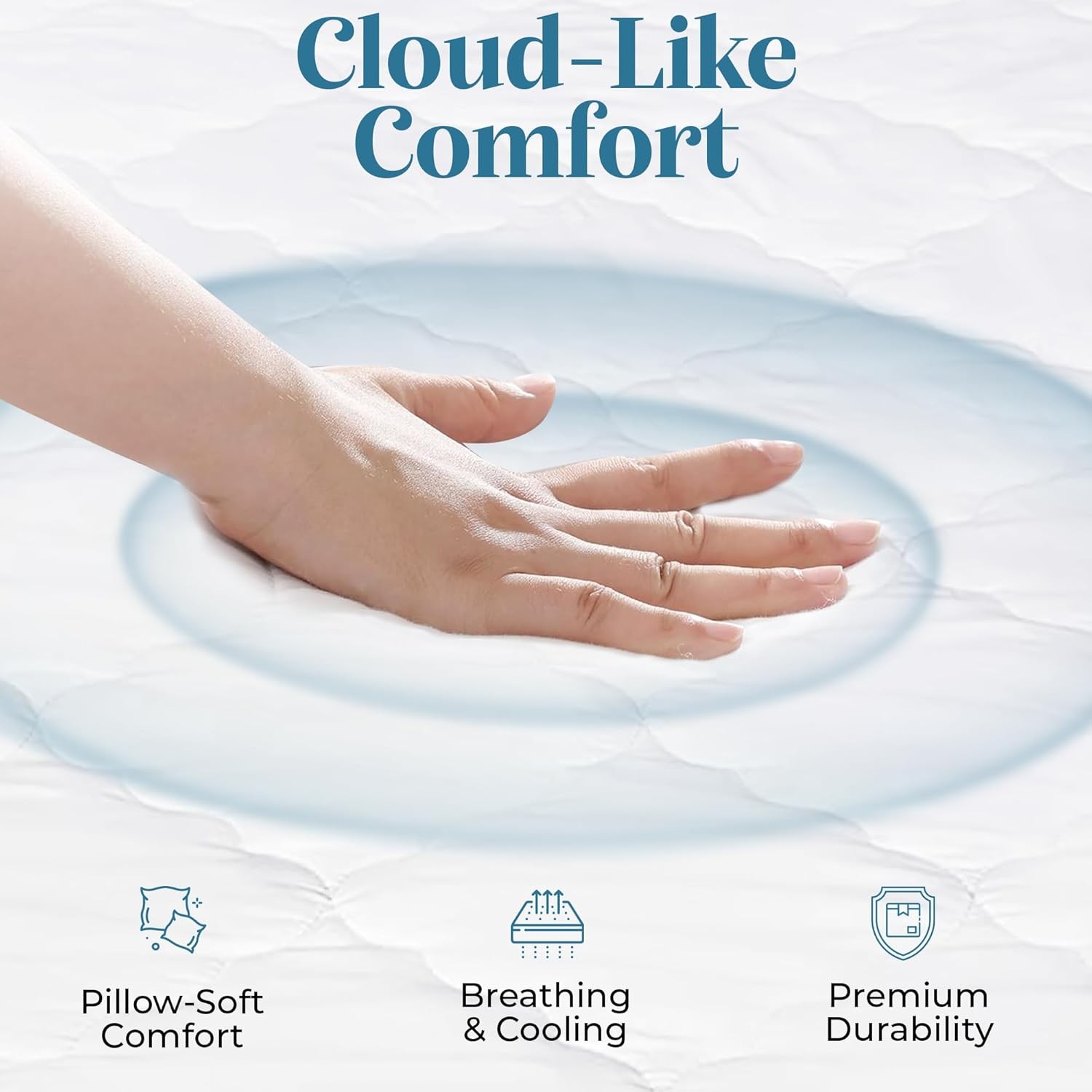 Micropuff Fitted Mattress Pad - Full XL Size (54" x 80") XL, White