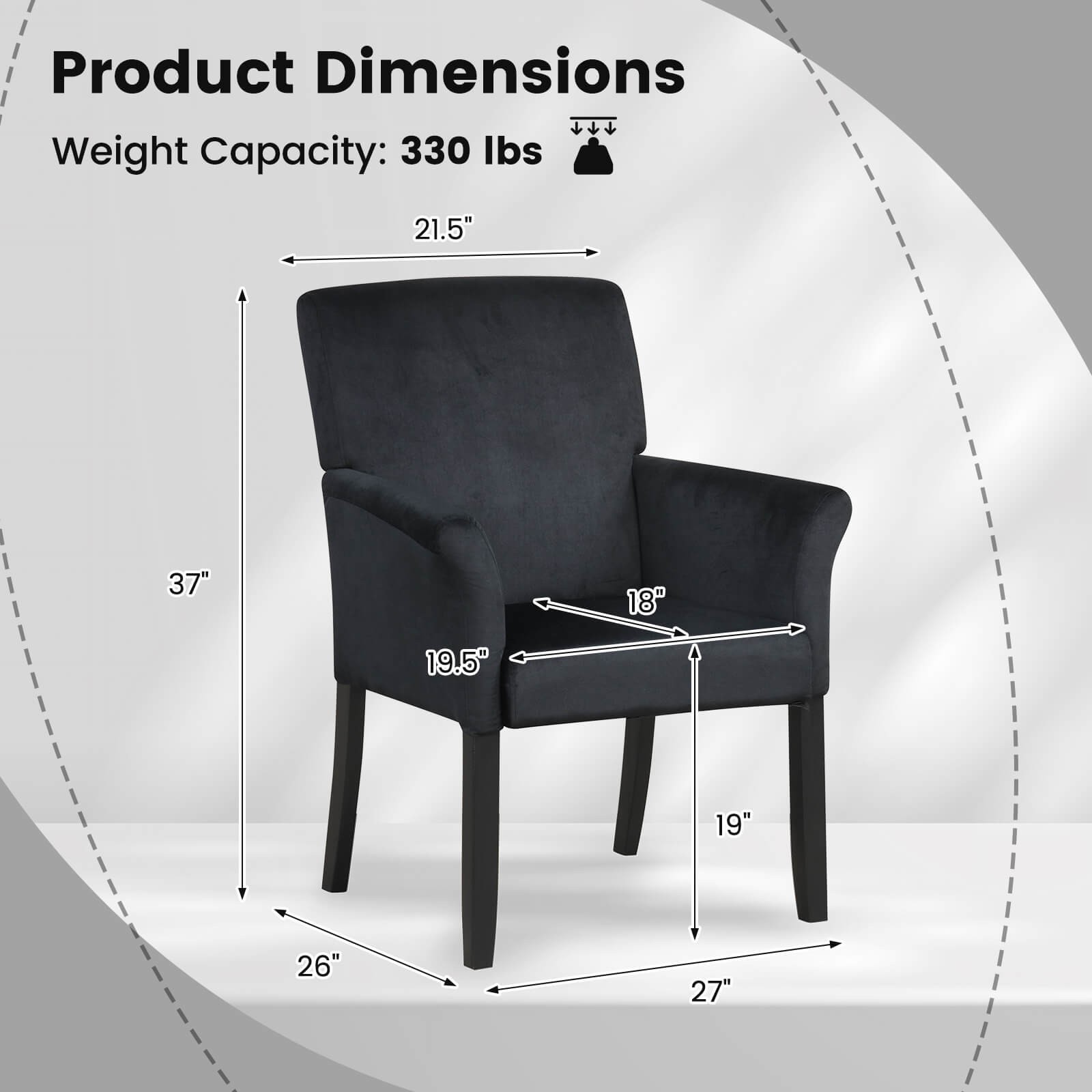 Set of 2 Velvet Executive Guest Chair Waiting Room Arm Chair w/Rubber Wood Legs