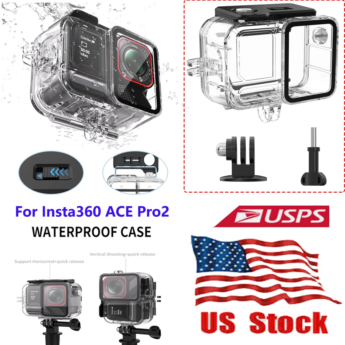 For Insta360 ACE Pro 2 Waterproof Case 45m Dive Protective Case w/ Adapter & Nut
