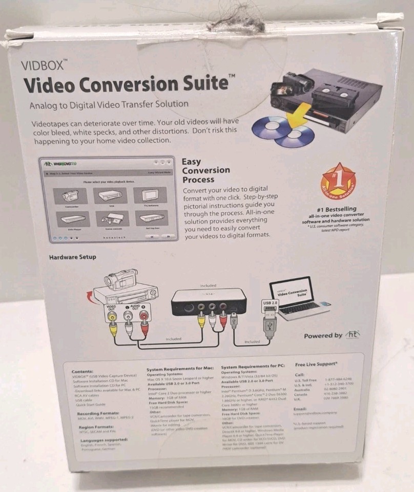 Vidbox Analog to Digital Video Conversion Solution Mac Or Windows NEW SEALED