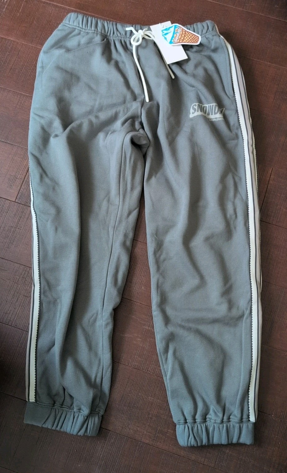 NWT Snowday Logo Gray w/ Stripe SWEATPANTS: Size Men’s XL