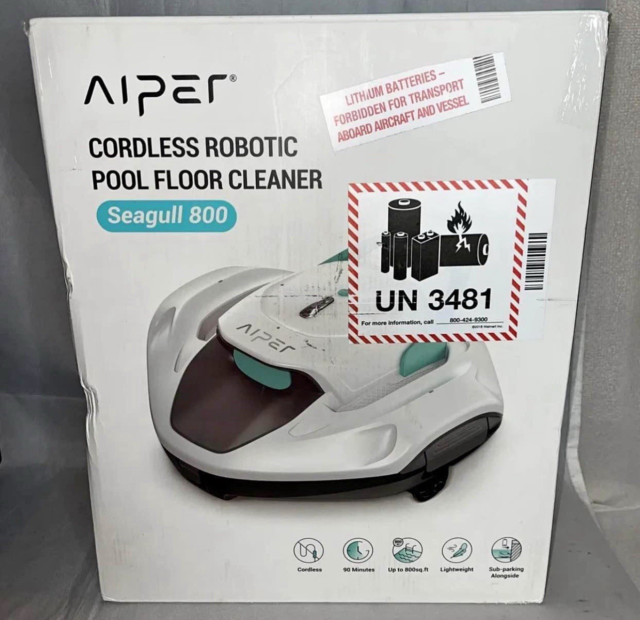 Cordless Robotic Vacuum Pool & Spa Floor Cleaner Maintenance Aiper Seagull 800.