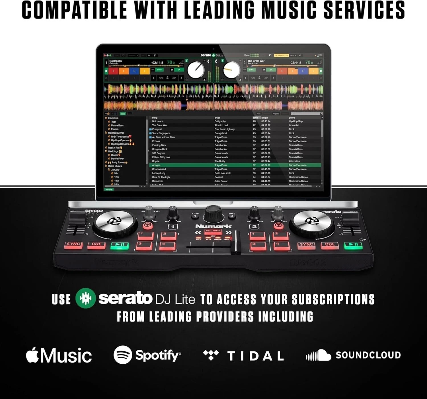 DJ2GO2 Touch - Portable DJ Controller with Access to Major Streaming Services