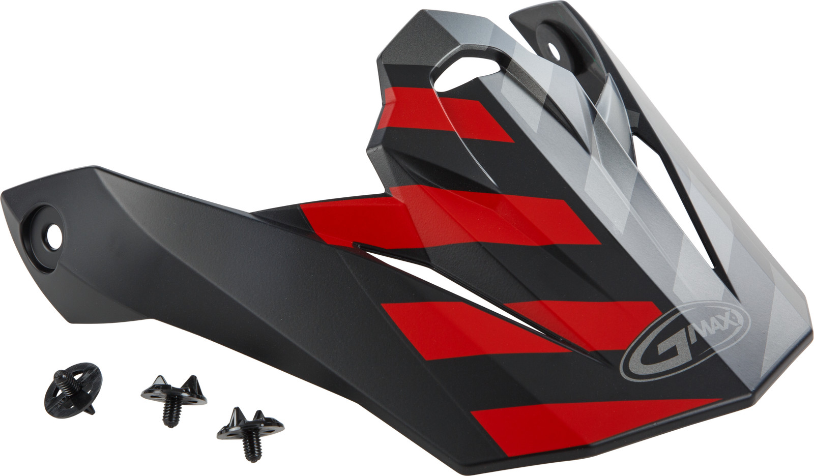 GMAX Fame MX-86 Visor w/Screws Matte Black/Red/Silver G086069