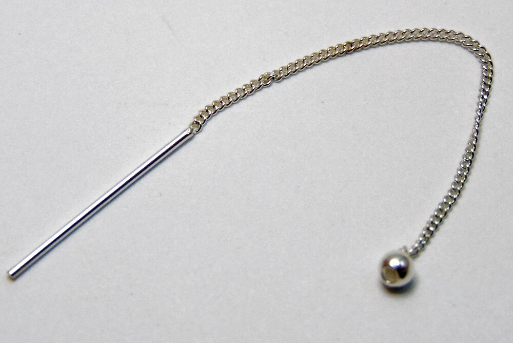 CLEARANCE ~925 Sterling SILVER EAR THREAD 3" Chain ~ Threaders~ Ball End Dangles
