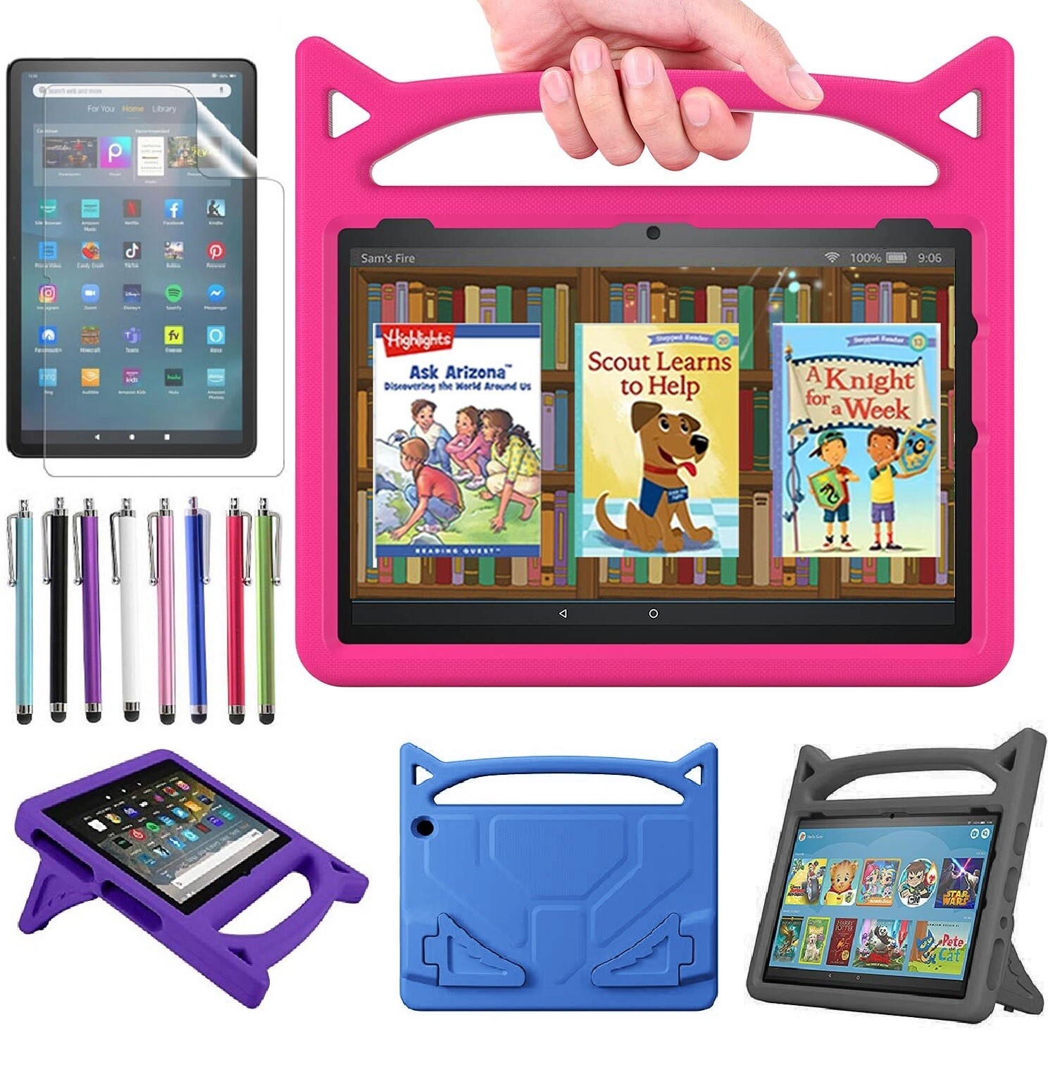 Amazon Fire HD 8 Tablet Case for Kids 12th Generation 2022 Release +Screen Cover