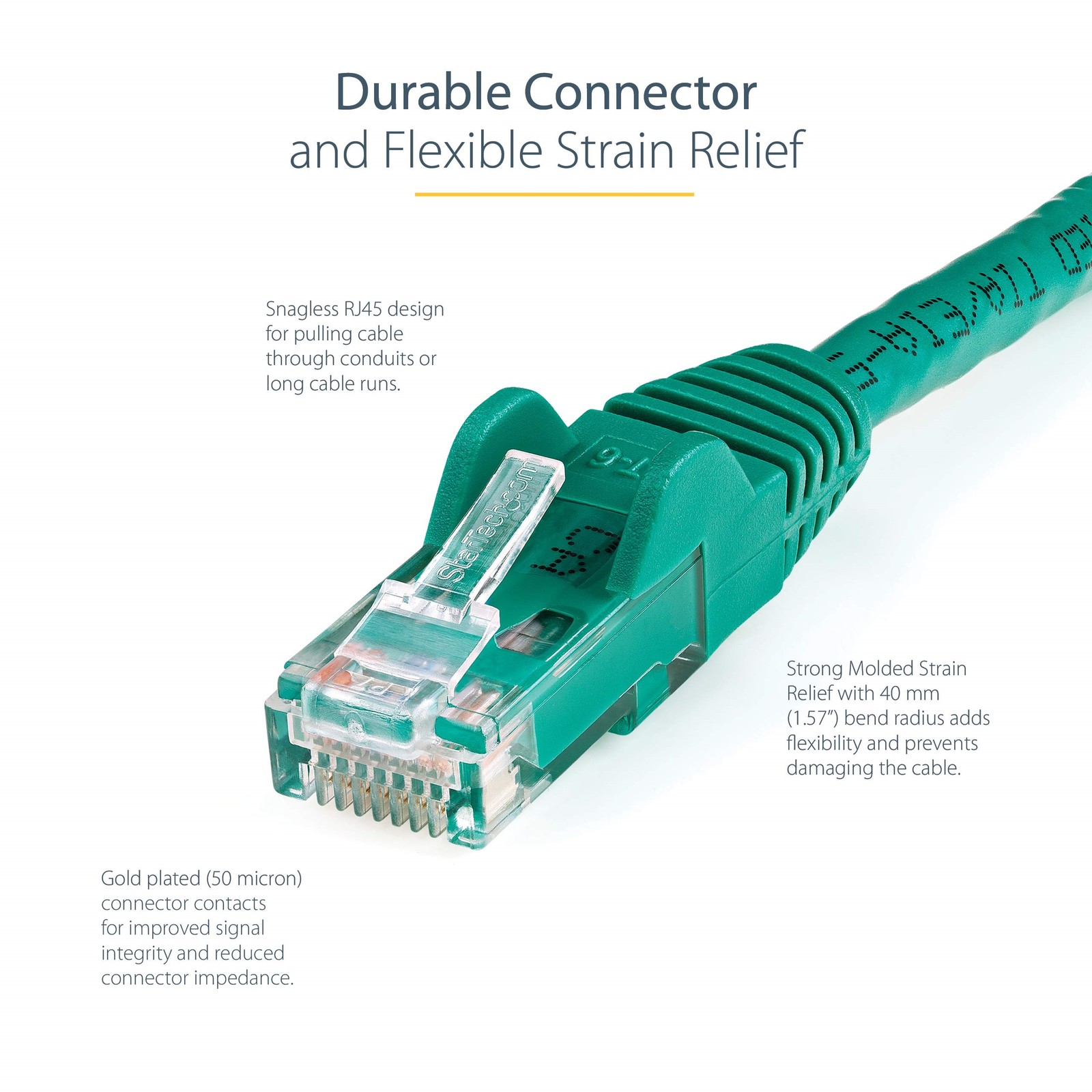 StarTech 35 ft Green Snagless Cat6 UTP Patch Cable