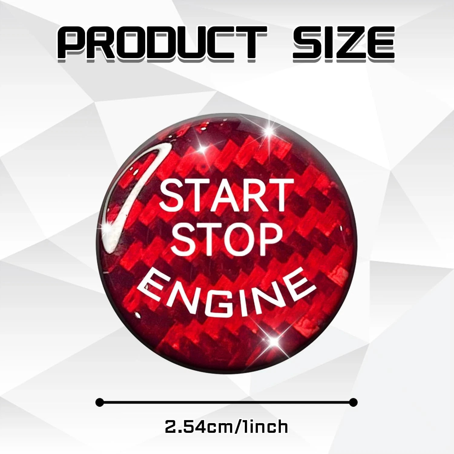 Car Push Start Button Cover Carbon Fiber Engine Push Start Stop Button-Red