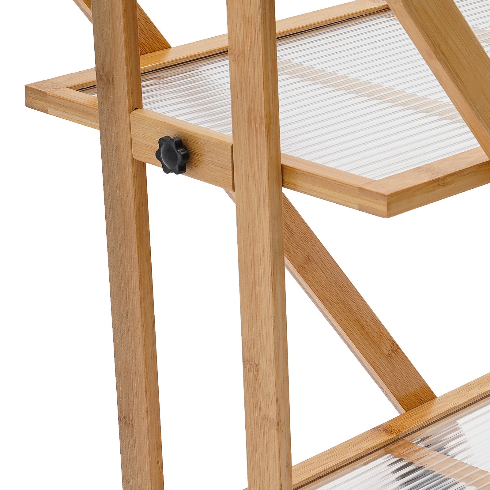 2 Tiers Bamboo Storage Rack, Floor Standing Storage Stand, Foldable Storage Rack