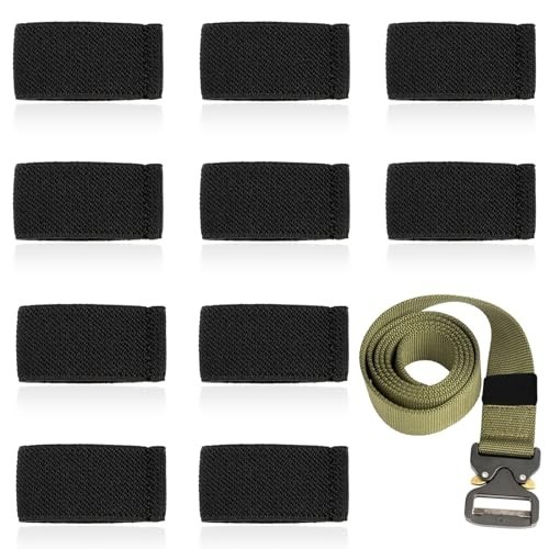10 Pack Elastic Belt Keeper Strap, Nylon Canvas Web Belt Elastic Loop Keeper,...