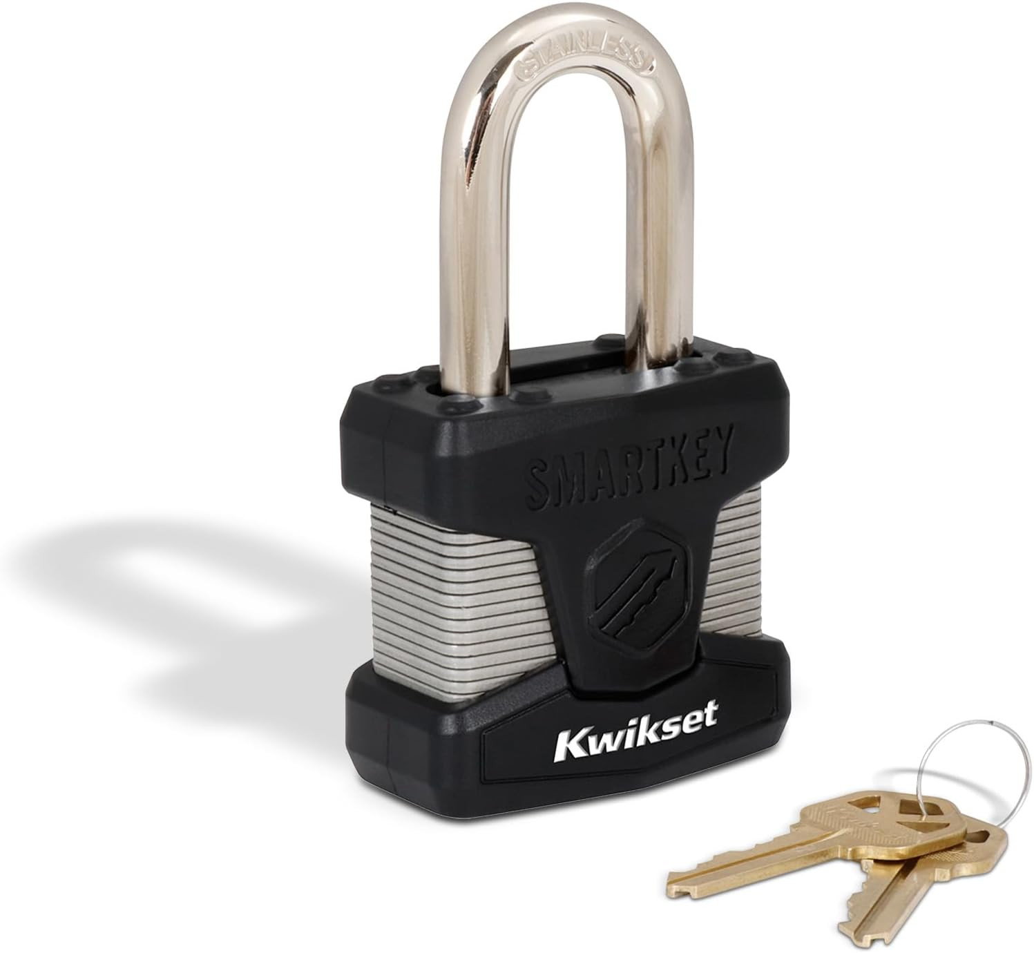 Kwikset Smartkey Re-Keyable Laminated Steel Padlock with Stainless Steel