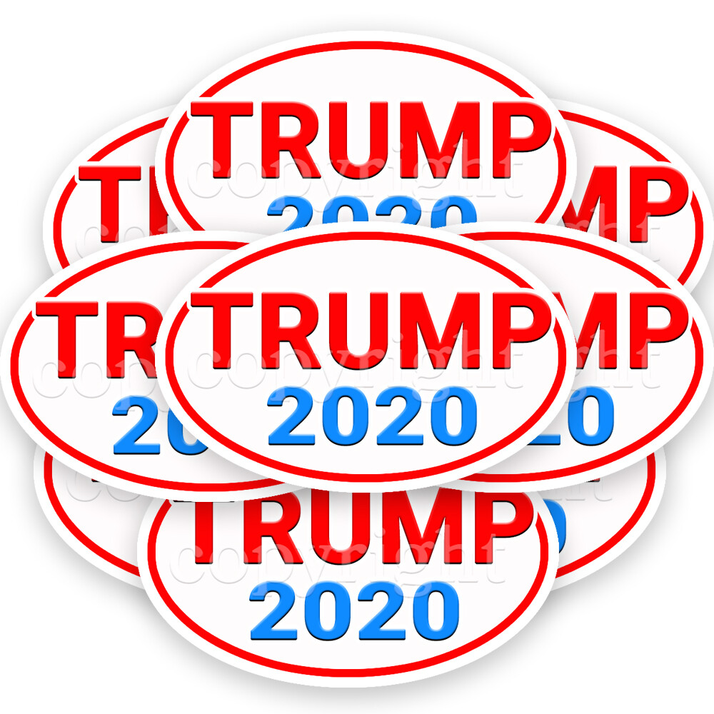 Trump 2020 Bumper Stickers Oval Decals Red Border 5" 10 pack