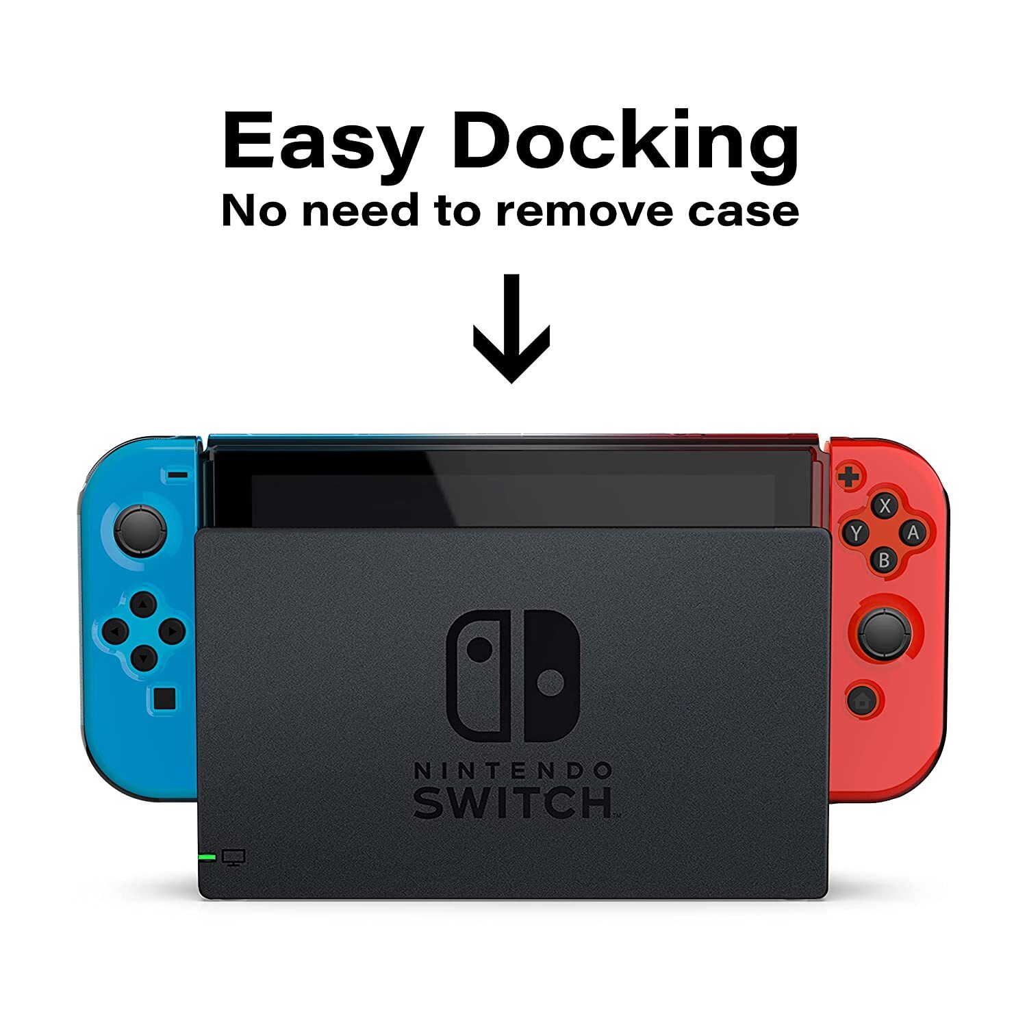Nyko Thin Case Dockable Protective Case with Glass for Nintendo Switch, Blue/Red