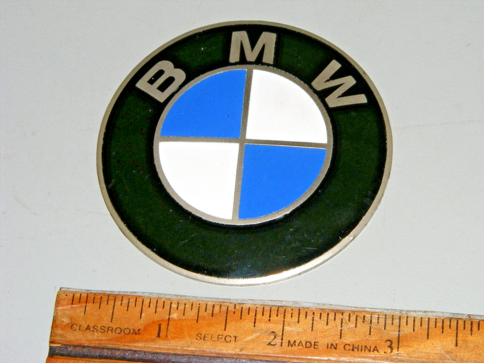 Vtg  BMW Enamel Metal Emblem Badge 2 3/4"