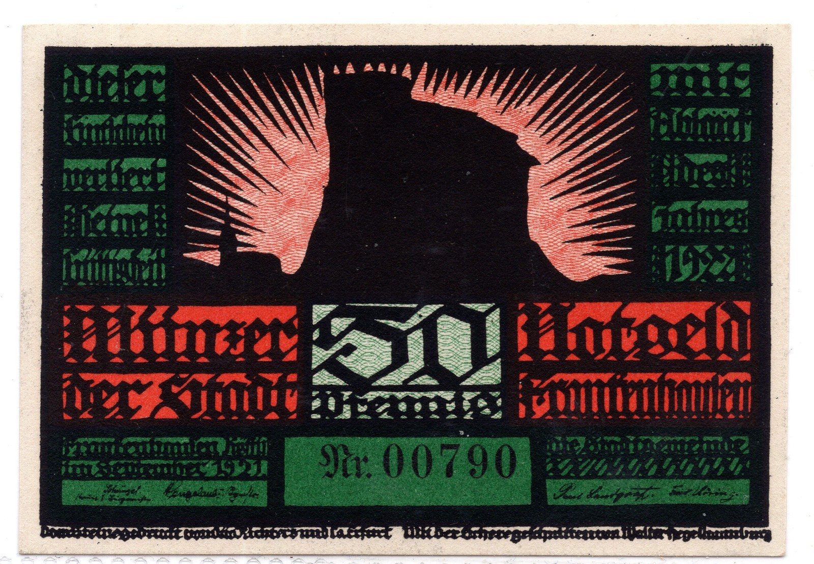1921 Germany Frankenhausen Notgeld 50 Pfennig Note (2208)