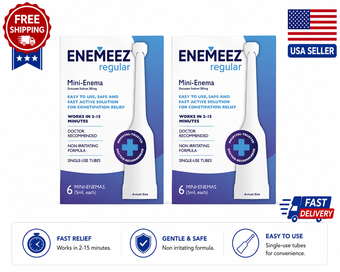 Enemeez Mini-Enemas docusate Sodium with benzocaine Stool Softener Fast-Actin...