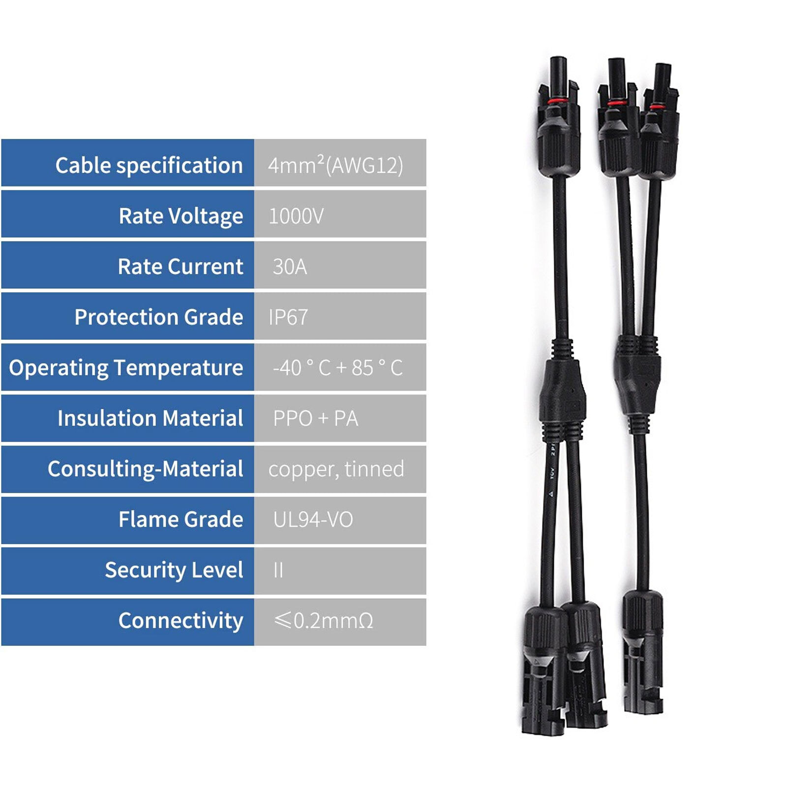 Solar Panel Y Branch Cable Connection Waterproof Adapter Connector Extension US