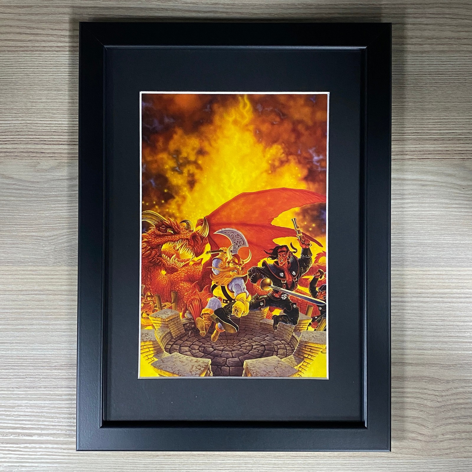 DUNGEONS & DRAGONS FRAMED ART DWARF WARRIOR RED DRAGON GOLD GARY GYGAX D&D