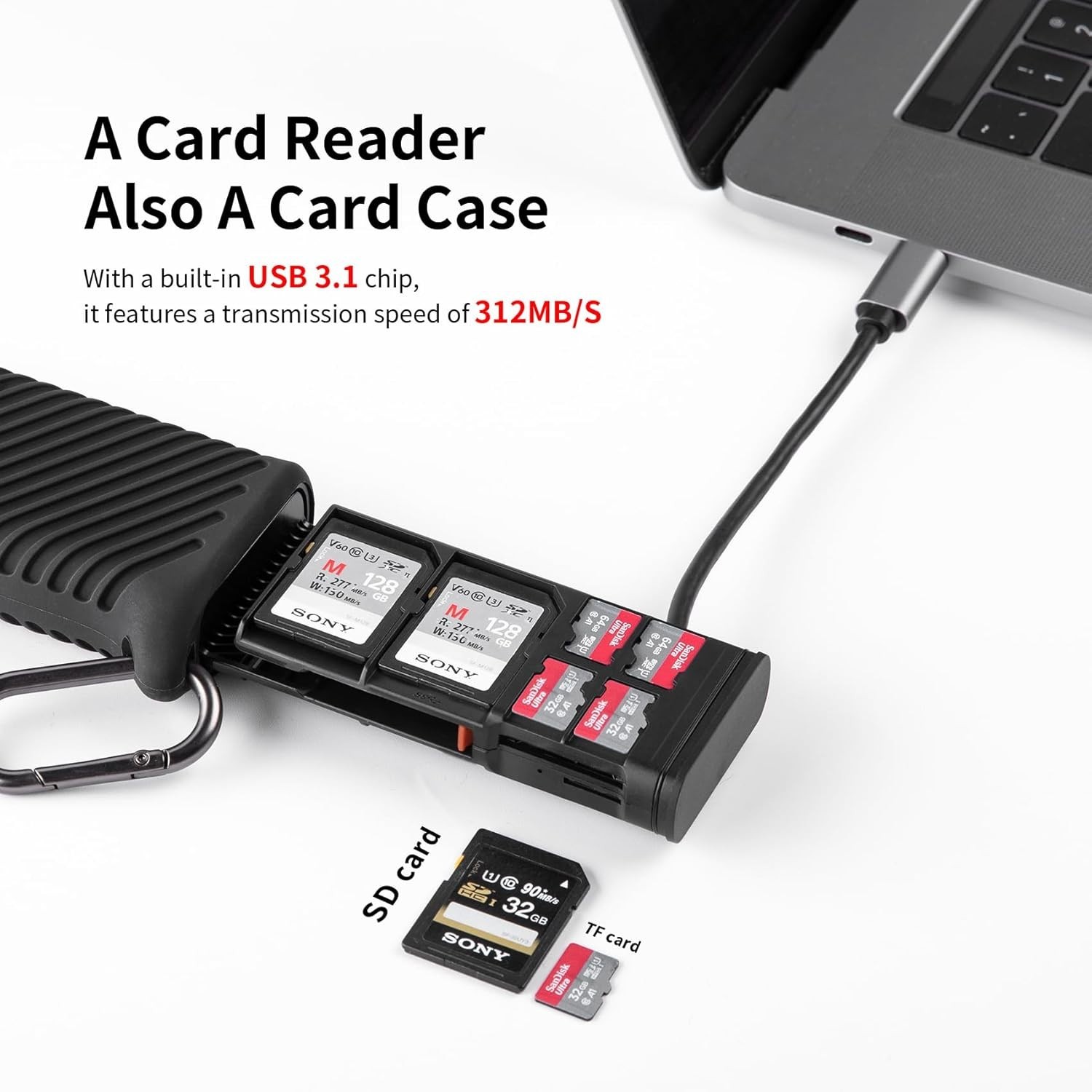 High-Speed 2-in-1 SD Card Reader Type-C Adapter