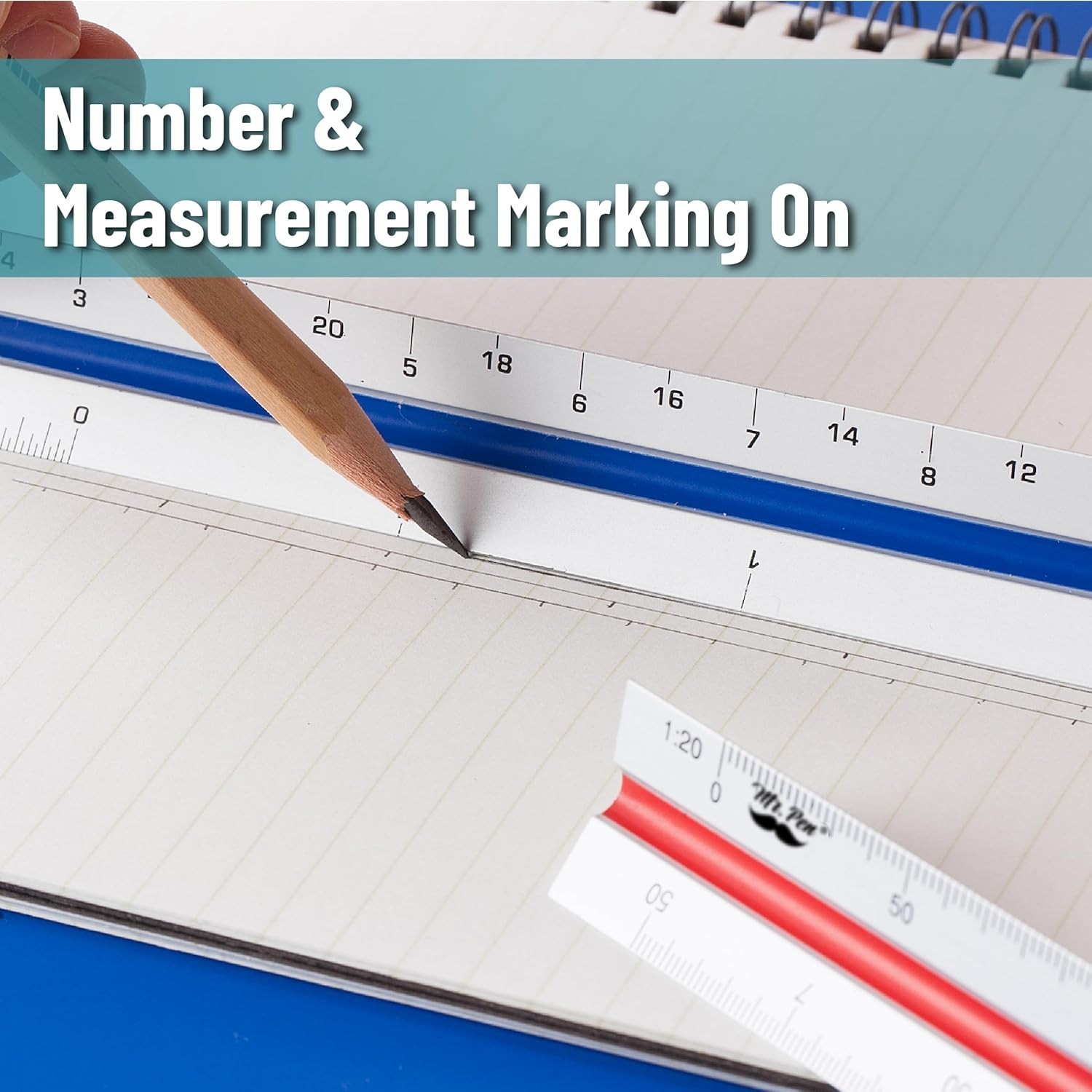 Color-Coded 12-Inch Triangular Scaling Ruler for Architects - Lasting Accuracy