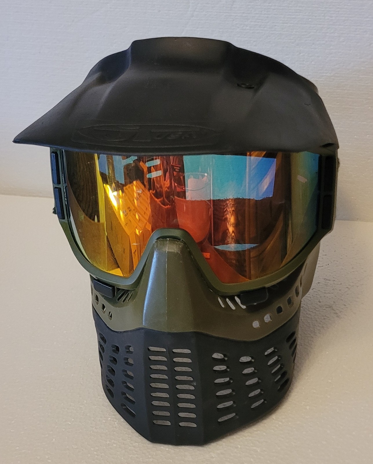 JT USA Flex 8 Paintball Mask Olive Green Mirrored Lens Visor