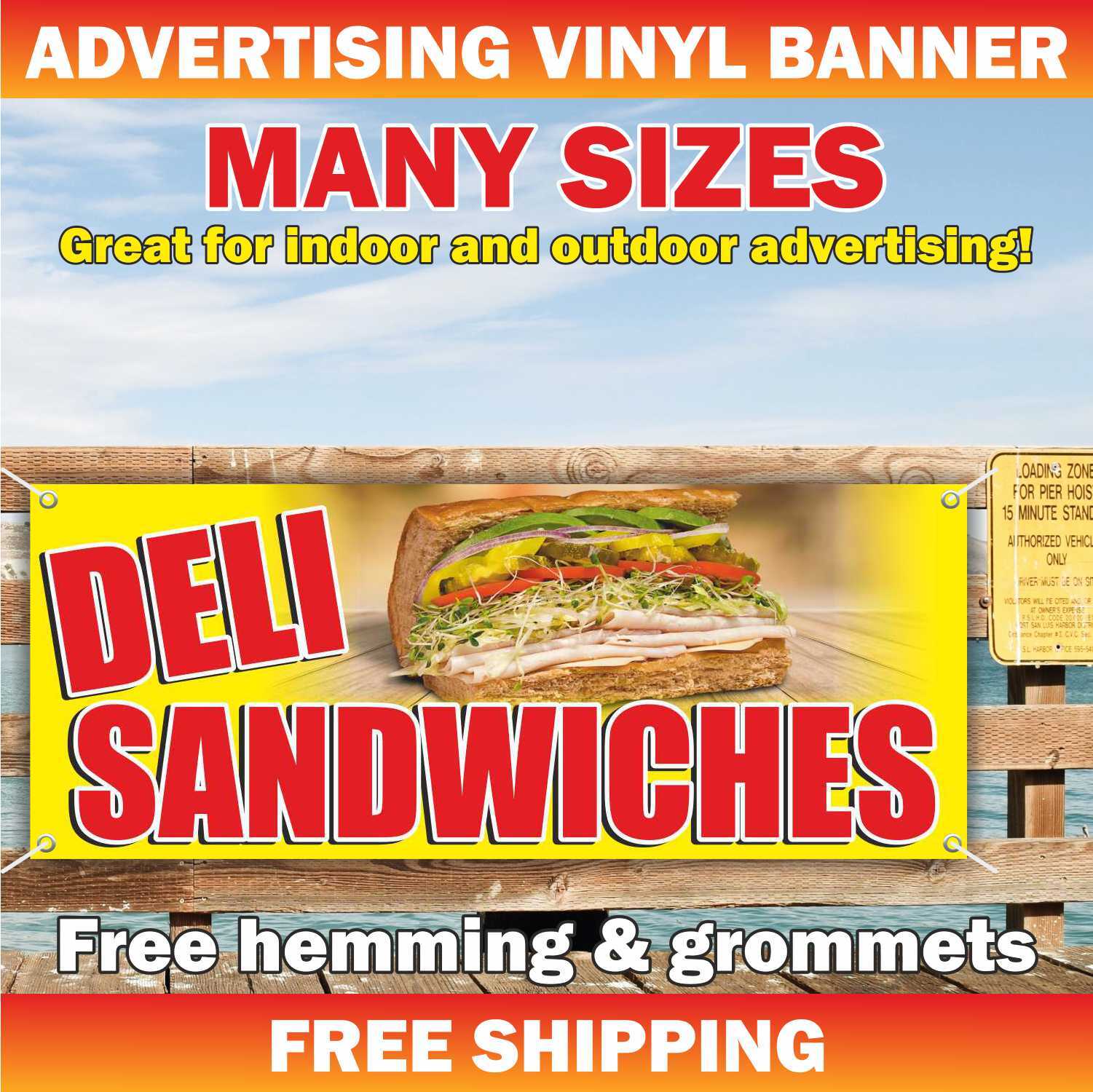 DELI SANDWICHES Advertising Banner Vinyl Mesh Sign burger buffet lunch fast food